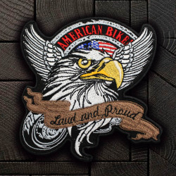 American Bikers "Loud and proud" Eagle Embroidered Iron-on / Velcro Sleeve Patch 